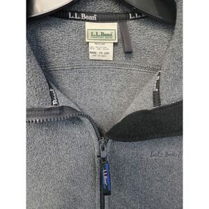 L.L. Bean Women's Fleece Vest Nylon Trimed Grey Medium Full Zip Embroidered